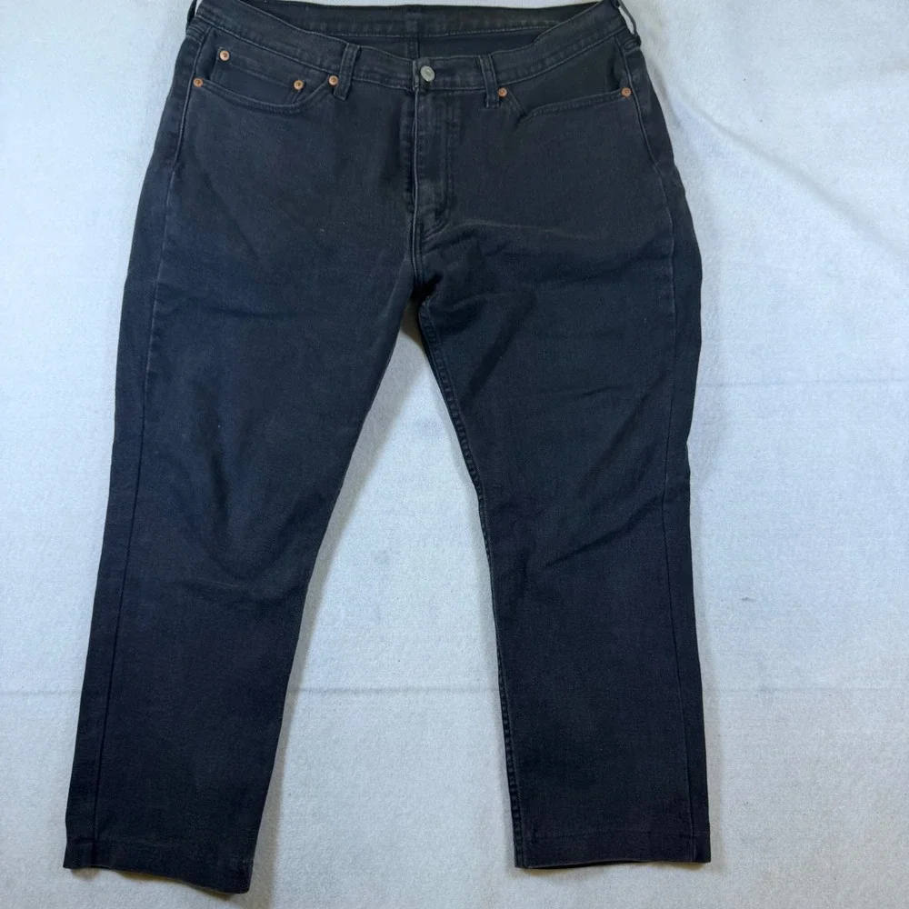 Levis 514‎ Straight Fit Jeans Mens 36x32 Black Denim Pants 00514-0402